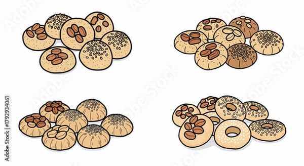 Fototapeta Assorted baked goods with coffee beans