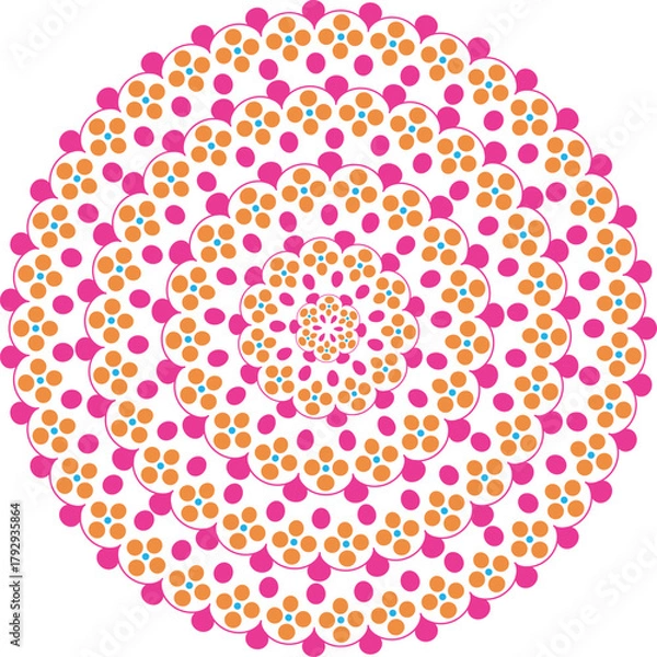 Obraz Colorful Dot Mandala Pattern – Decorative Circular Geometric Design – Vibrant Abstract Ornament