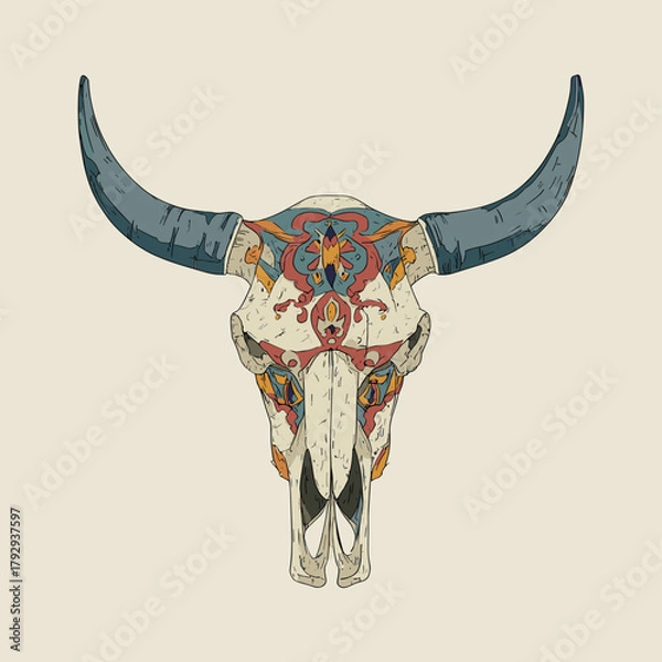 Fototapeta Vector illustration of a bison skull