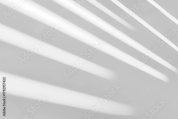 Fototapeta Gray shadow and light blur abstract background on white wall  from window. Dark stripe grey shadows indoor in room  background, monochrome, shadow overlay effect for backdrop and mockup design