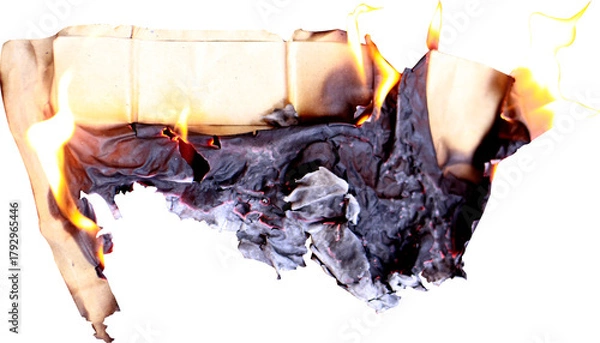 Obraz burning paper on transparent background