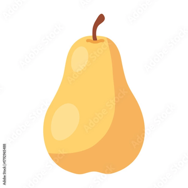 Obraz Simple yellow pear illustration representing freshness, sweetness and autumn harvest. For food, healthy lifestyle and seasonal design themes. Flat vector. Hand drawn. Isolated background.