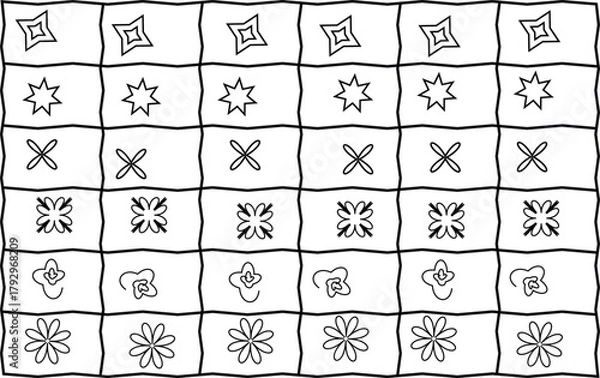 Fototapeta seamless pattern with floral elements on white background