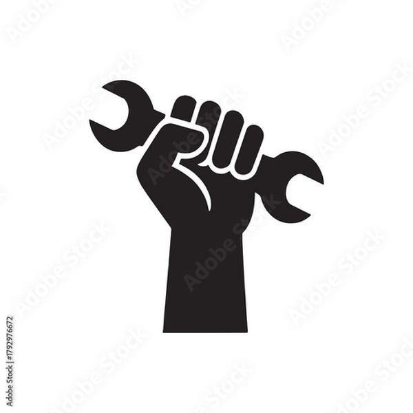 Fototapeta Industrial Icons: Unity & Strength in Silhouette.

