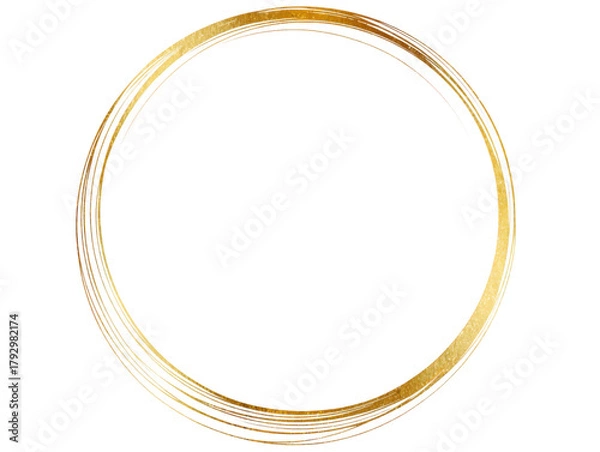 Obraz Golden Hand- Drawn Circle Frame ring isolated on a transparent background