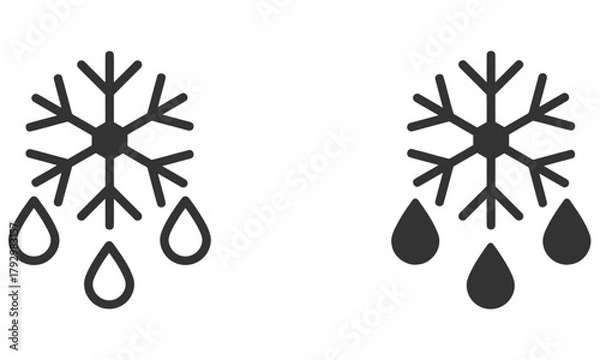 Fototapeta  Snowflake and drop icon fefrost symbol flat vector illustration