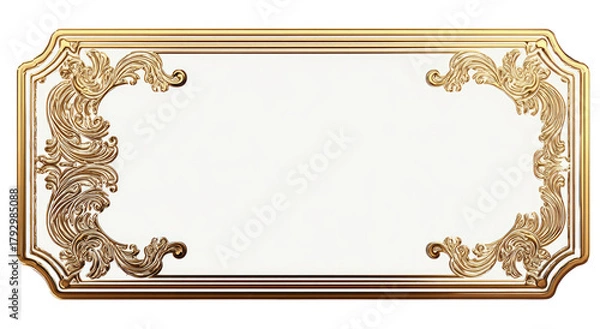 Fototapeta Gold-edged, ornate label with blank center
