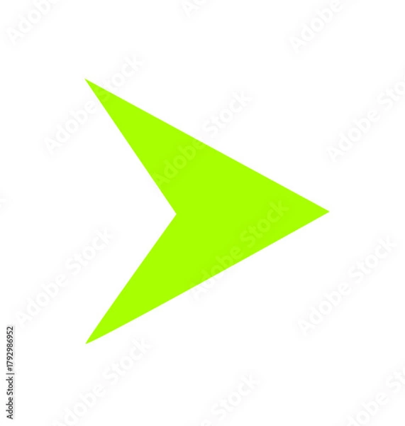Fototapeta A light green arrow pointing to the right showing direction and movement clearly on white background