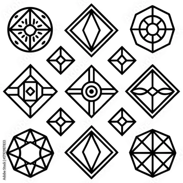 Fototapeta Geometric shapes arranged in a grid pattern