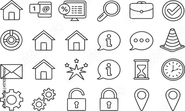 Fototapeta Real estate home house icons vector set for web and business design symbols