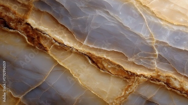 Fototapeta Close up of a polished stone slab with intricate veins and a smooth reflective surface showcasing natural beauty