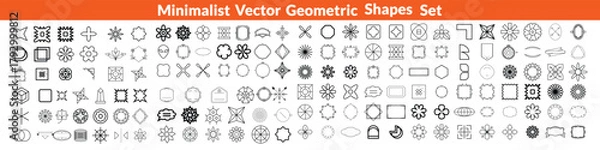 Fototapeta Minimalist Vector Geometric Shapes Set. Modern Symbols, Labels and Icons. Stars, Flowers and Circles with ZigZag Edge. Big set Design .