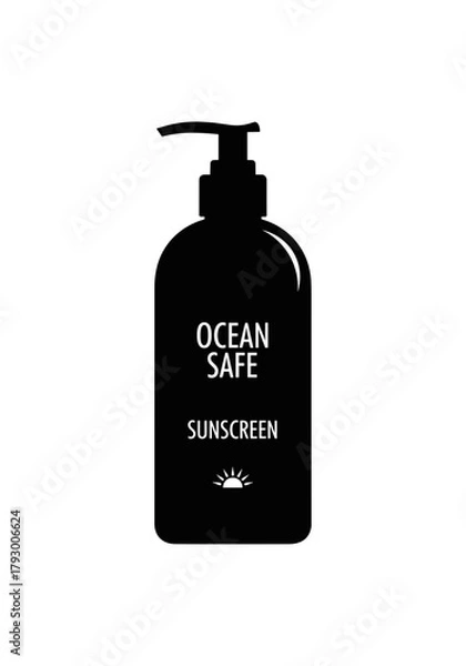 Fototapeta Ocean safe sunscreen bottle on transparent background