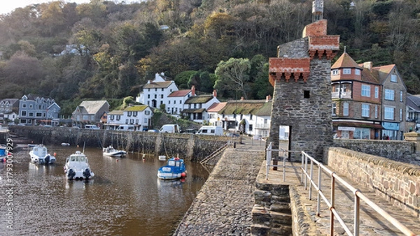 Fototapeta The harbour in Lynmouth , Devon, UK. Part of the south west coastal path.