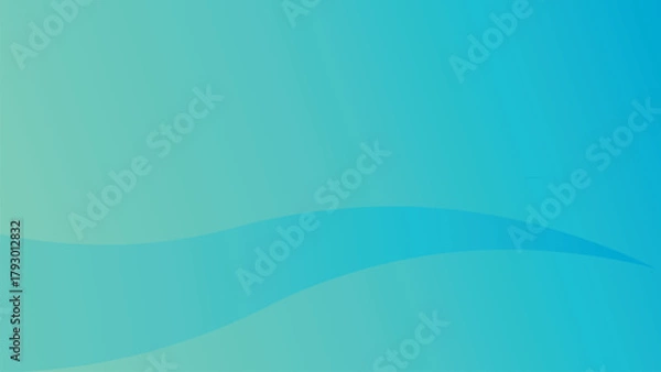 Fototapeta Azure Serenity: A gentle gradient of cool aqua and serene teal creates a calming and minimalist design with soft flowing waves, ideal for conveying tranquility and elegance.