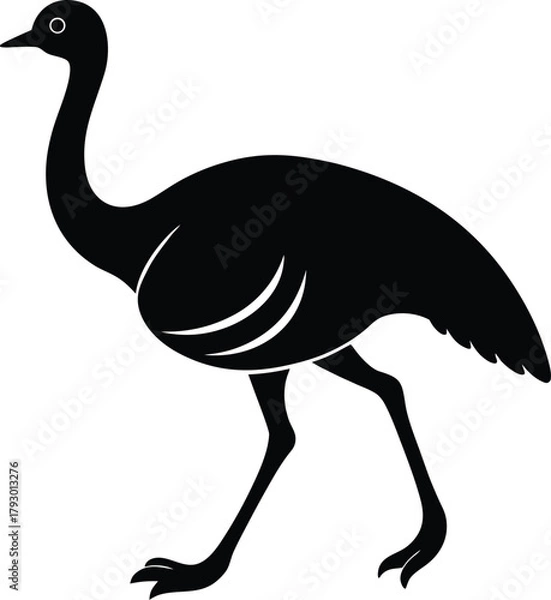 Fototapeta Emu running silhouette icon for sports and wildlife themes