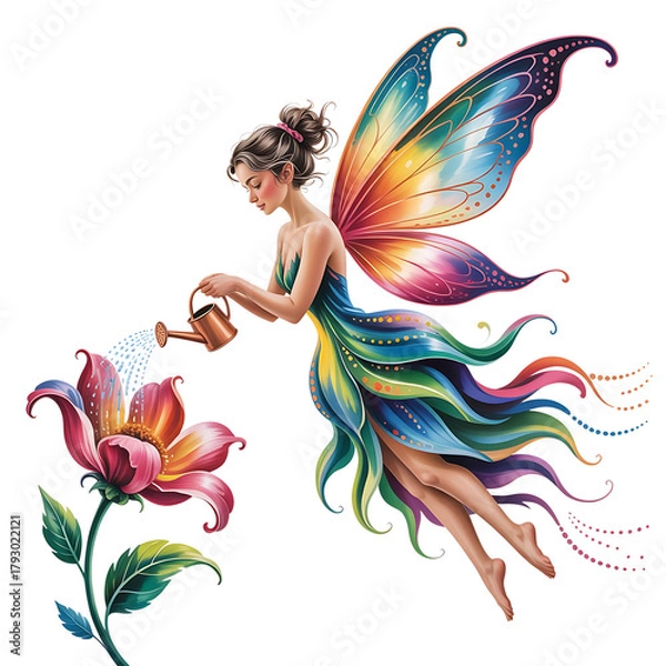 Obraz Rainbow Fairy Nurturing Magic Bloom