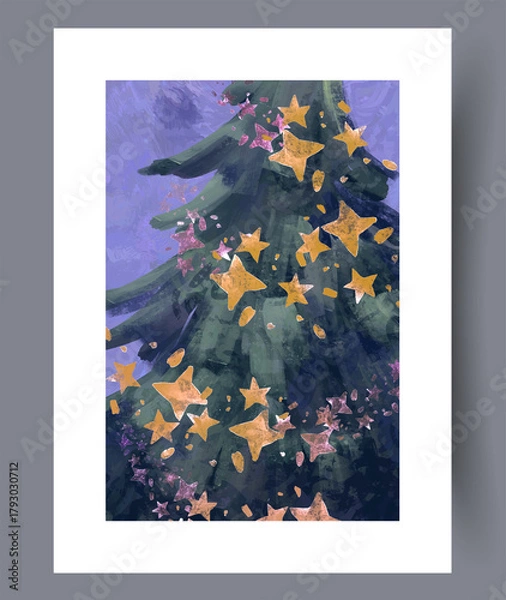 Obraz Serene woodland setting illuminated by shimmering holiday lights