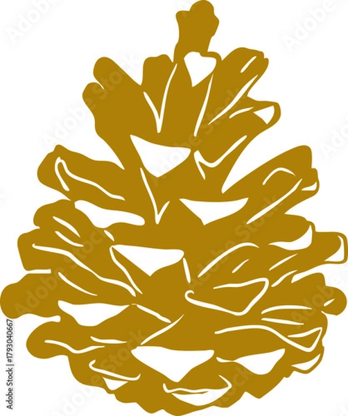 Obraz Minimalist pine cone line art illustration — elegant winter forest element, simple Scandinavian holiday graphic, modern outline vector for seasonal and Christmas design projects.