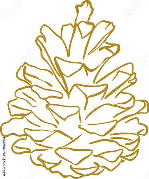 Obraz Minimalist pine cone line art illustration — elegant winter forest element, simple Scandinavian holiday graphic, modern outline vector for seasonal and Christmas design projects.