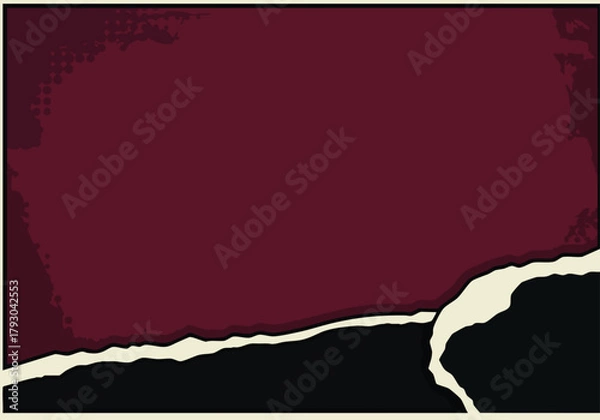 Fototapeta Abstract dark crimson background with distressed torn paper edge design creating a vintage textured graphic element