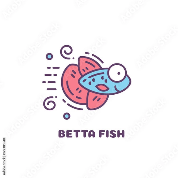 Obraz Line style logo with cute betta fish