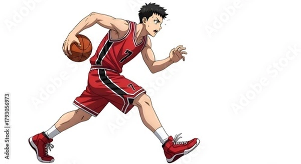 Fototapeta Basketball Player Dribbling with Determination and Focus.