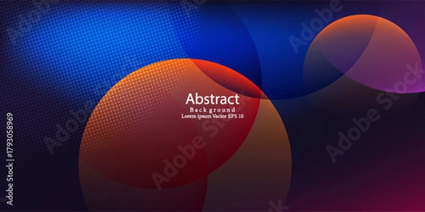 Obraz Dark Blue and Orange Neon Geometric Background. Modern creative trendy design in vector illustration