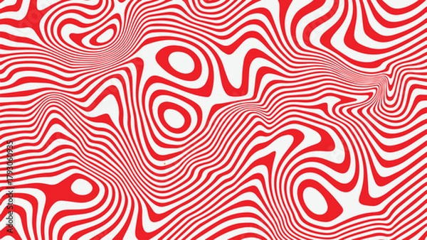 Obraz Abstract psychedelic swirling red and white stripes creating an optical illusion of depth and movement