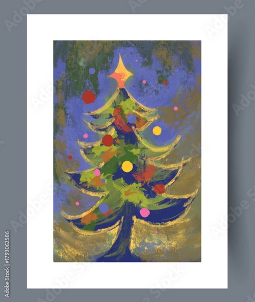 Obraz Cheerful winter artwork featuring vibrant colors and patterns