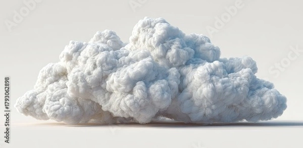 Fototapeta Puffy white cloud on a light surface casts a soft shadow