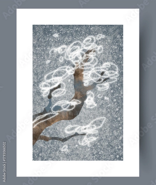 Obraz Calm seasonal illustration showcasing frosted branches and icy textures