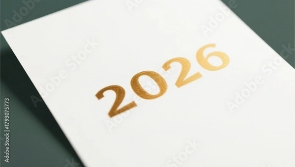 Obraz White card with gold lettering that says 2026