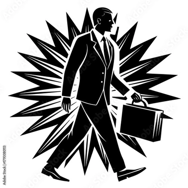 Obraz illustration of a man with a suitcase