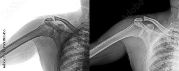 Obraz Shoulder Lateral X-Ray Radiograph Displaying Bone Structure Diagnosis of Degenerative Disorders and Injury Prognosis Isolated on Transparent Background