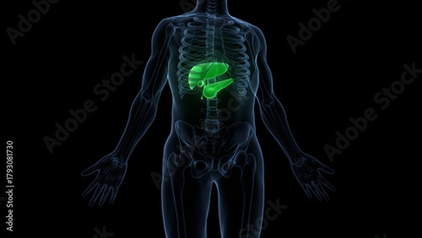 Obraz Human Internal Organs Pancreas with Gallbladder Anatomy