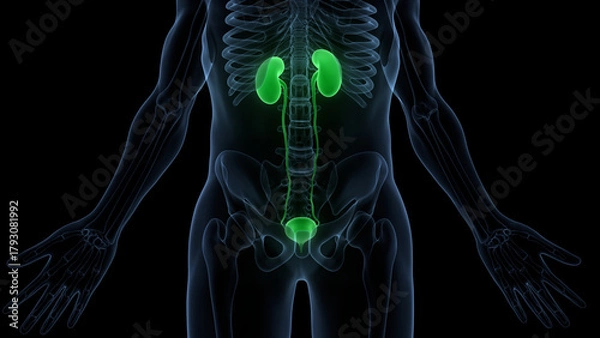 Obraz Human Urinary System Kidneys with Bladder Anatomy