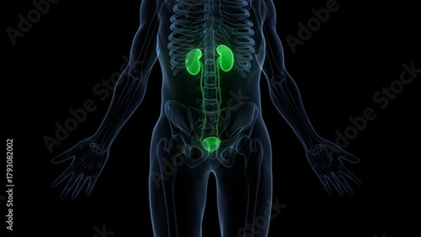 Obraz Human Urinary System Kidneys with Bladder Anatomy