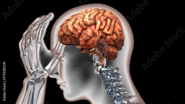 Obraz Human Suffering with Severe Headache Anatomy