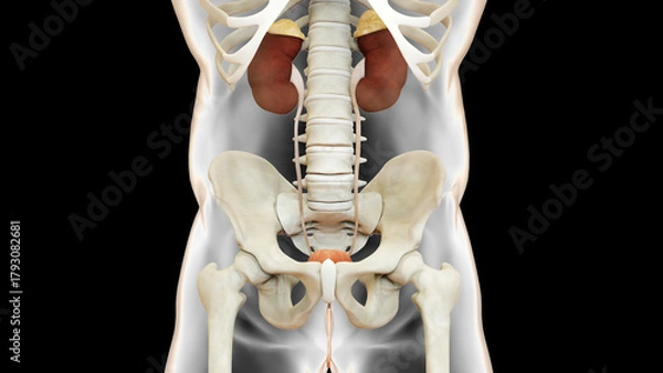 Obraz Human Urinary System Kidneys with Bladder Anatomy