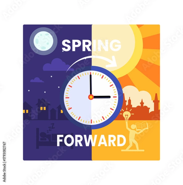 Fototapeta Spring Forward.Daylight Saving Time Begins,transparent png illustration
