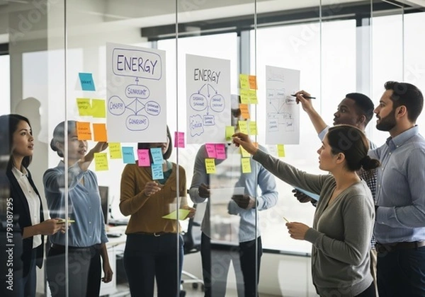 Fototapeta Brainstorming Session Team Collaboration on Project Strategy