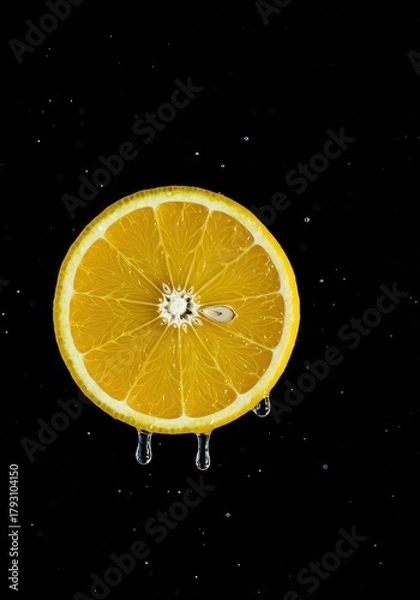 Fototapeta Highly acidic citrus slices dripping with clear water, emphasizing refreshing wetness and extreme, tart flavor ,diet ,sour ,macro