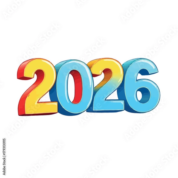 Obraz Colorful 3d 2026 number representing new year calendar
