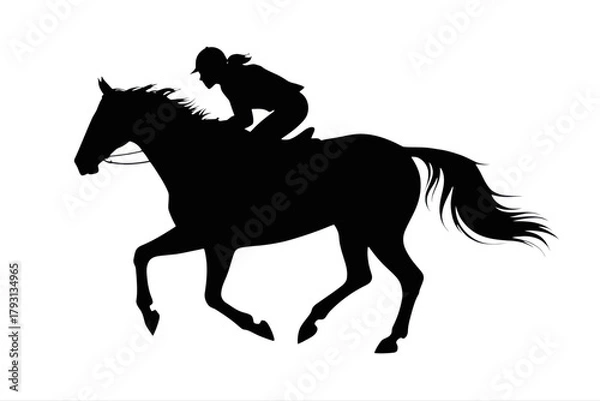 Fototapeta Horseback riding silhouette horse rider equestrian sport animal racing equine mammal competition thoroughbred