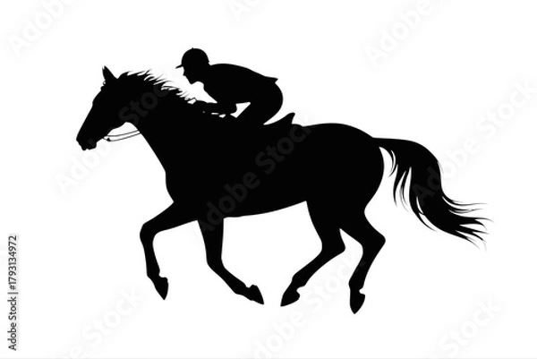 Fototapeta Horse racing silhouette equestrian sport horse jockey race animal running horse racehorse thoroughbred speed