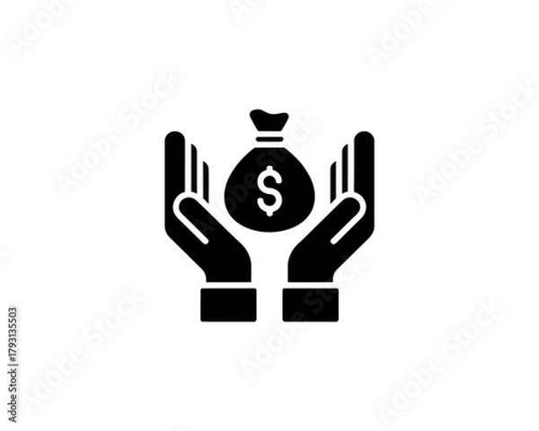 Fototapeta Money bag hands finance currency wealth investment dollar saving economy income profit business success