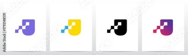 Obraz Square Connected Negative Space Letter Logo Design U