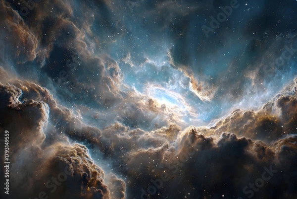 Fototapeta Surreal interstellar vista with storm-like nebula formation in space exploration