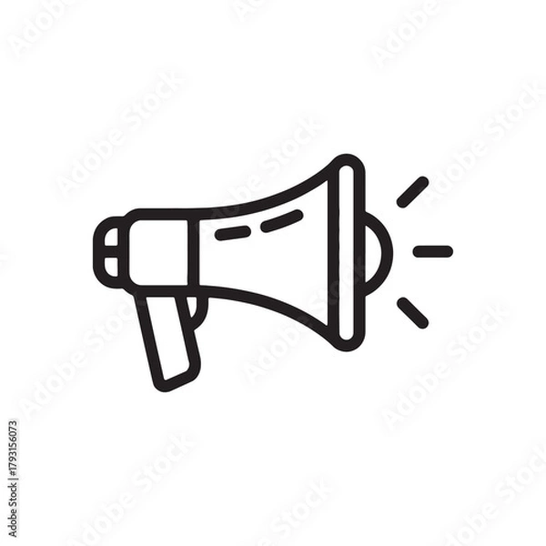 Fototapeta Megaphone or Loudspeaker Line Icon. Announcement, Marketing, and Voice Promotion Vector.